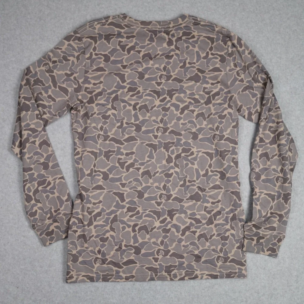 Carhartt T-Shirt Kids L 14/16 Grey Duck Camo Long-Sleeve Graphic CA6752T Logo